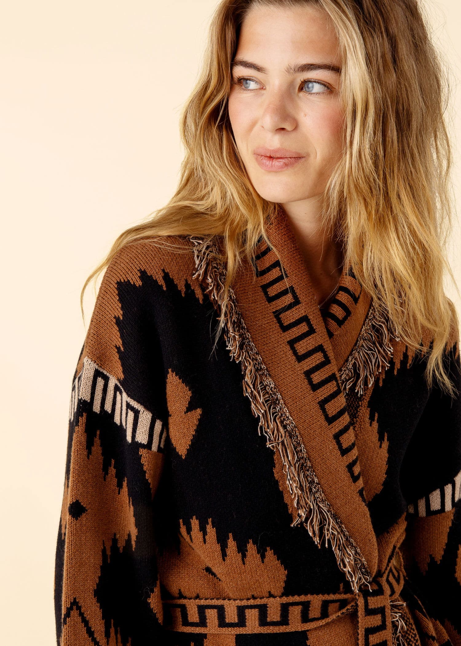 IKAT Mønstret cardigan - Brun 2 - Indiska