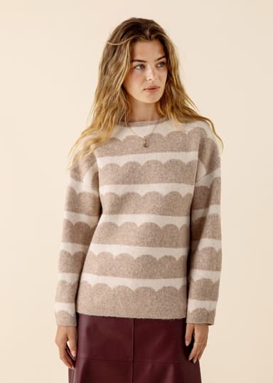 AMELIA Neulepusero aaltomaisella kuviolla - Beige 1 - Indiska
