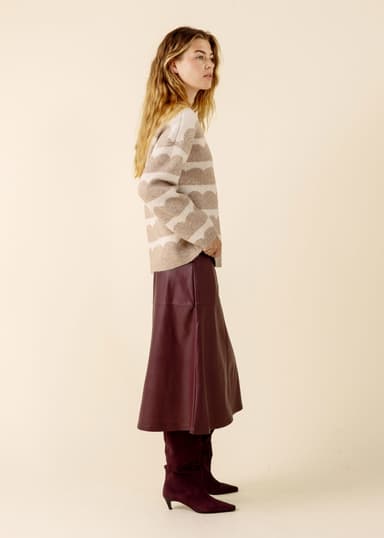 AMELIA Neulepusero aaltomaisella kuviolla - Beige 3 - Indiska