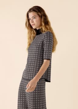 SOFIA JACQUARD TOP - Black