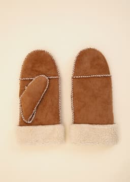 FAKE SUEDE GLOVES - Beige 