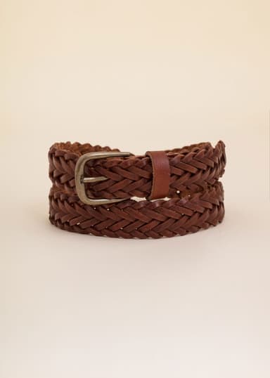 BRAIDED Flätat läderbälte - Brun 1 - Indiska