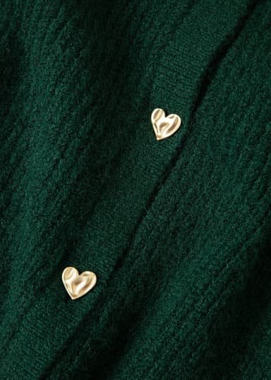 HEART Neuletakki sydämenmuotoisilla napeilla - Vihreä 2 - Indiska