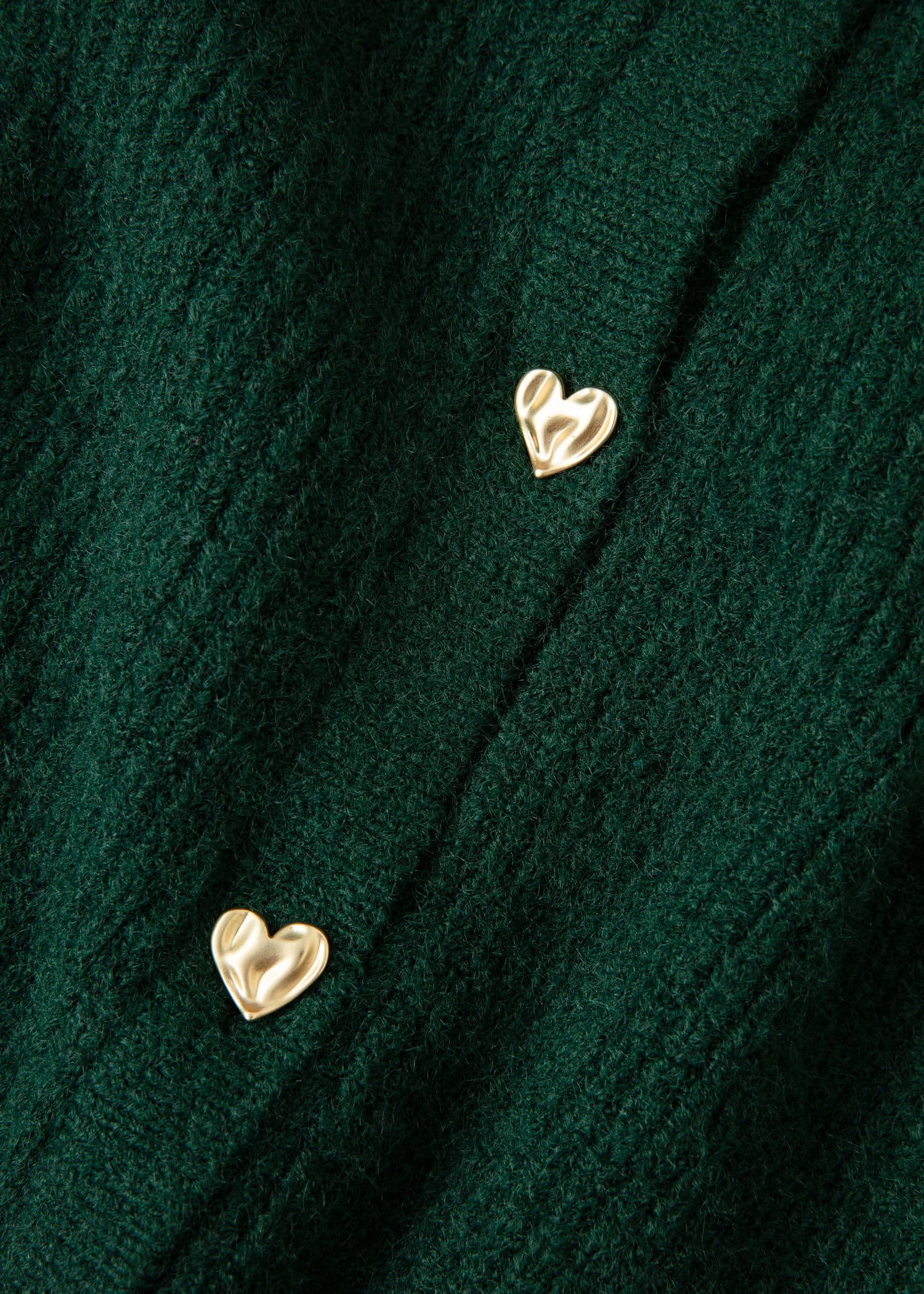 HEART Neuletakki sydämenmuotoisilla napeilla - Vihreä 2 - Indiska