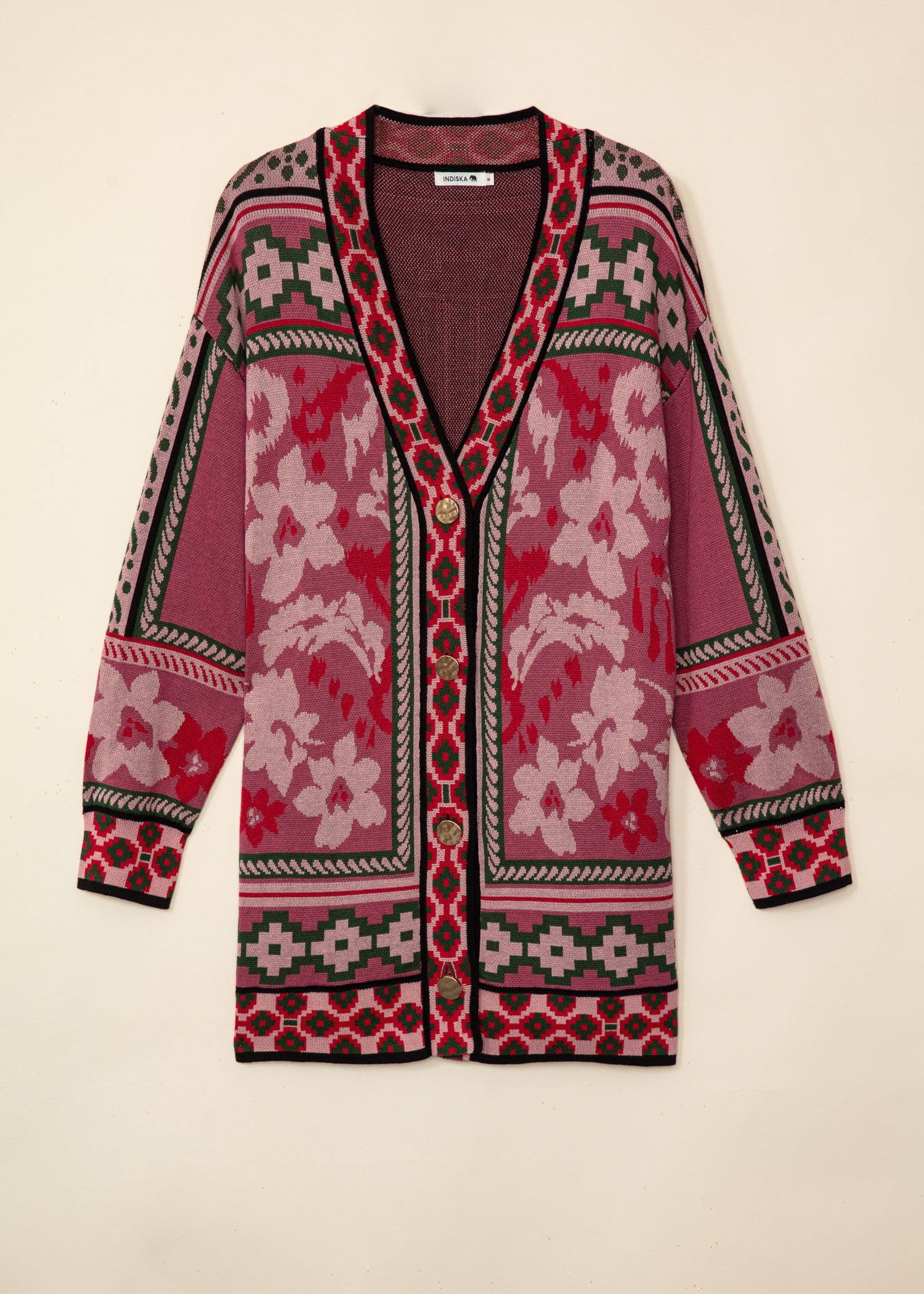 CHRISTY Mönstrad cardigan - Rosa 6 - Indiska
