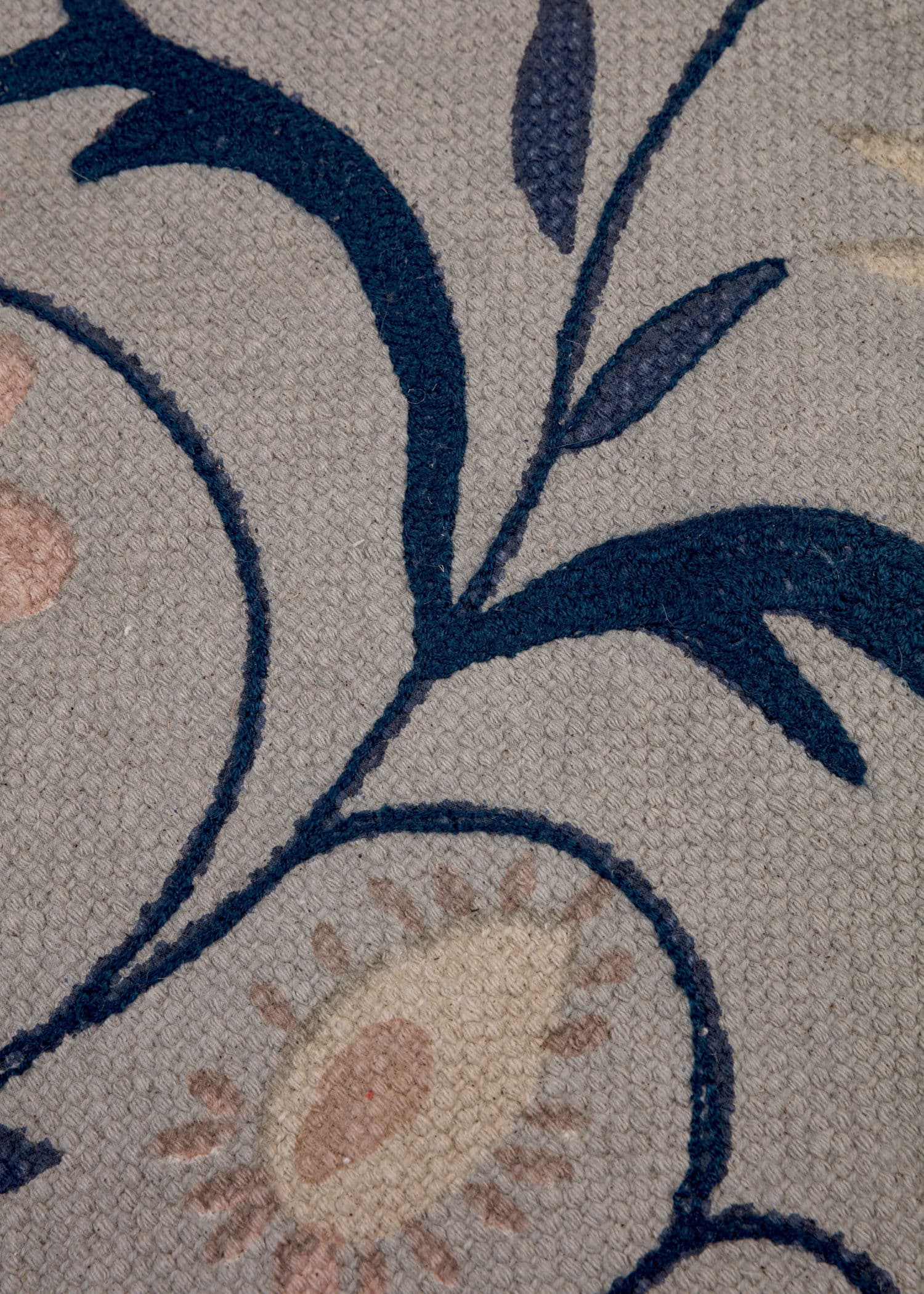 Emb. Handtryckt broderad matta  - Blå 2 - Indiska