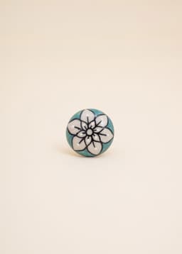 ROUND FLORAL KNOB - TURQUOISE