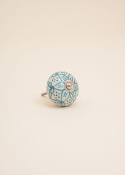 ROUND LOTUS KNOB - WHITE TURQUOISE