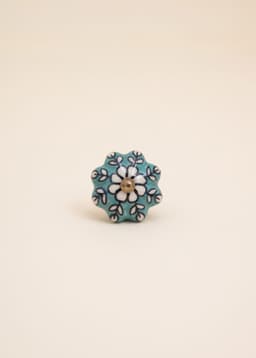 SCALLOP FLORAL KNOB - TURQUOISE