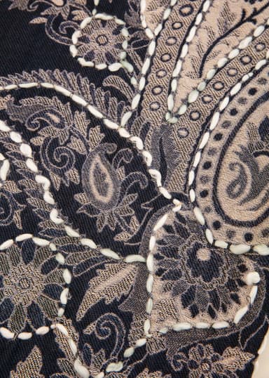 JACQUARD Blå jacquardmönstrad scarf - Blå 3 - Indiska