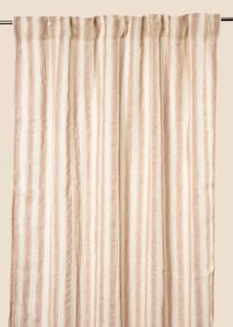 Lia Striped Linen Curtain - Apricot