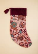 Block printed Christmas Stocking - PINK