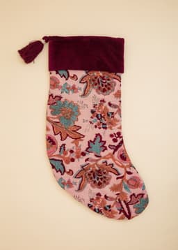 Block printed Christmas Stocking - PINK