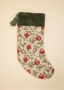 Block printed Christmas Stocking - GreenRed