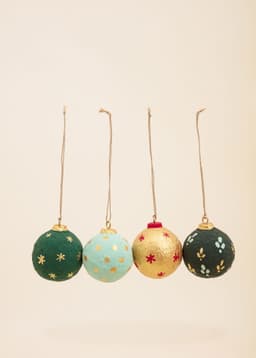 PAPER MACHE MINI BALL ORNAMENT S4 - MULTI