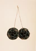 QUILLING FLOWER BALL ORNAMENT 2P - DKGREEN