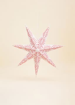 WHITE EMB STAR S - RED