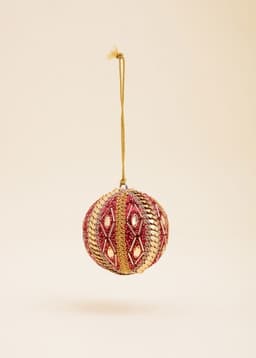BEADED BALL ORNAMENT - RED