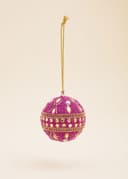 BEADED BALL ORNAMENT - PINK