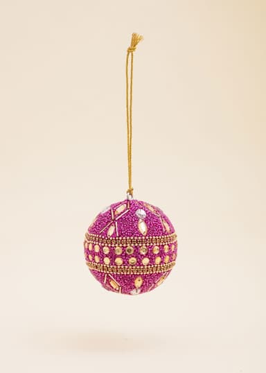 BEADED Handgjord julkula - Rosa 1 - Indiska