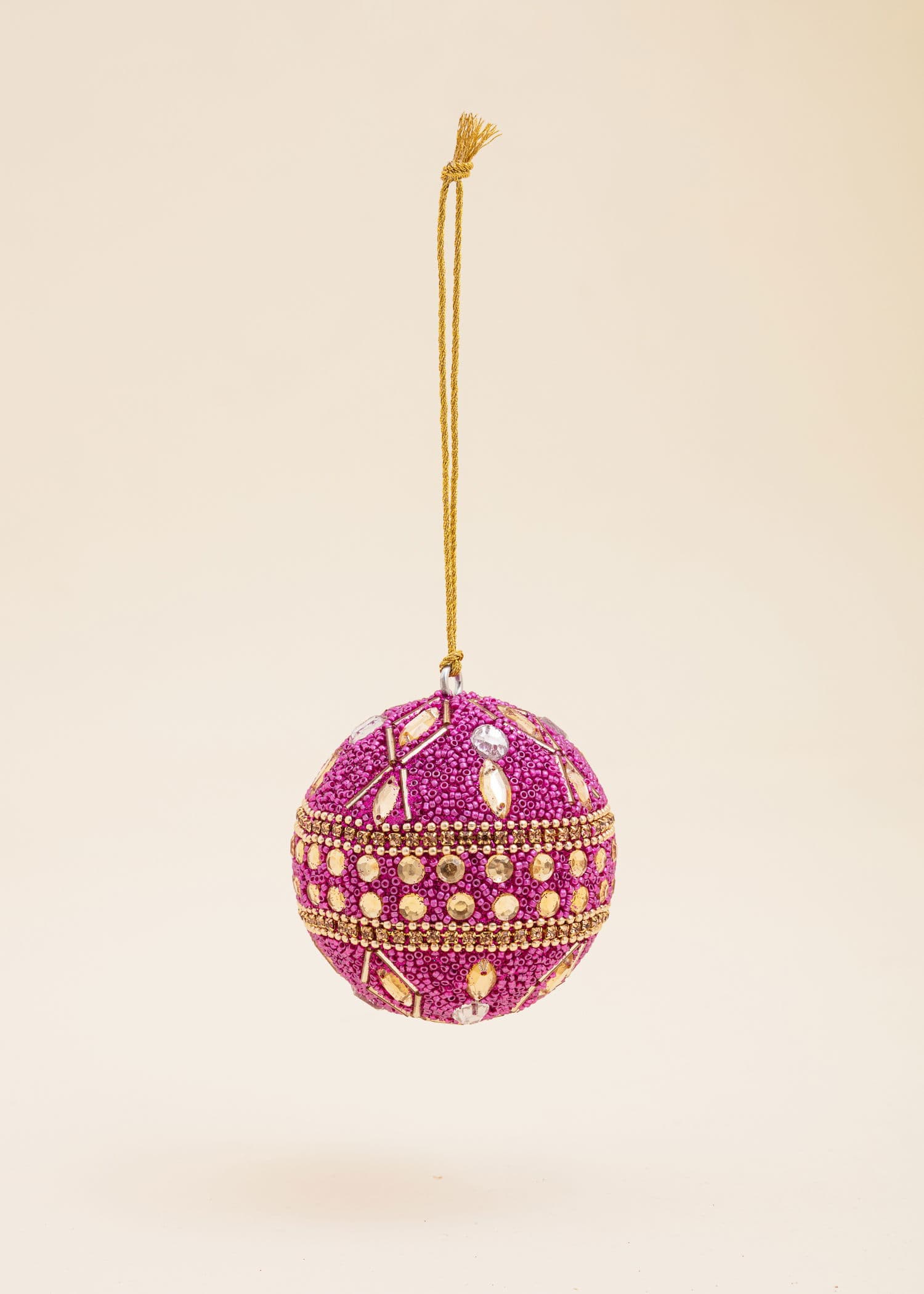 BEADED Handgjord julkula - Rosa 1 - Indiska