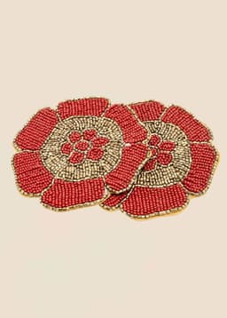 Beaded coaster 2p - RED