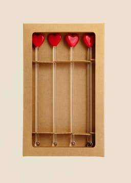 Drink Stirrer 4p - Heart Red