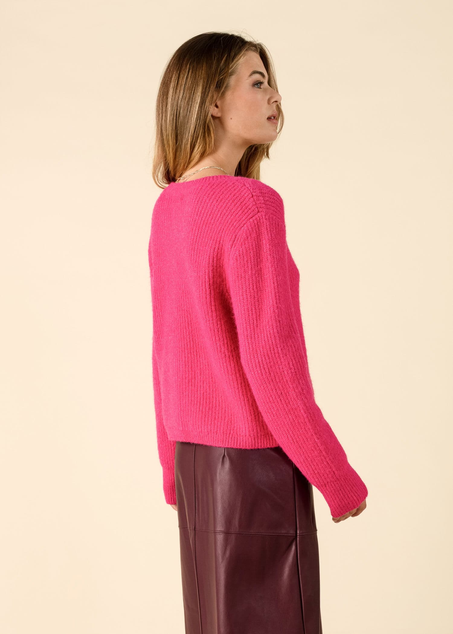 HEART Strikket cardigan med hjerteformede knapper - Rosa 4 - Indiska