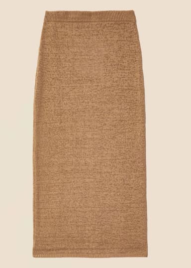 NICOLETTA Strikket langt skjørt - Beige 1 - Indiska