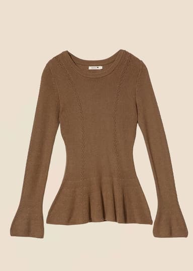 TONIA Ruskea peplum-neulepusero - Ruskea 1 - Indiska