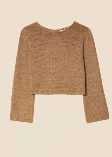 NICOLETTA Strikket genser med trompetermer - Beige 1 - Indiska