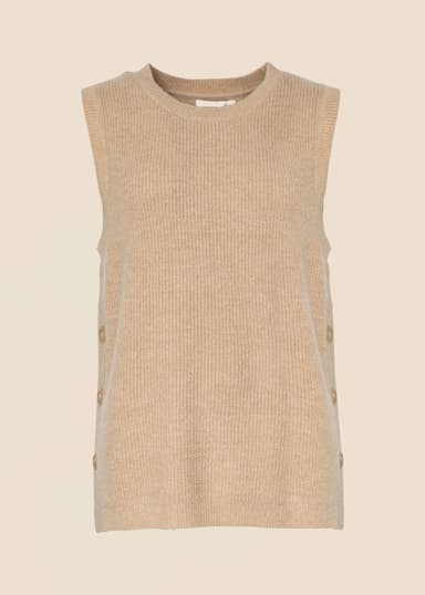 Ried Stickad väst med knäppning - Beige 1 - Indiska