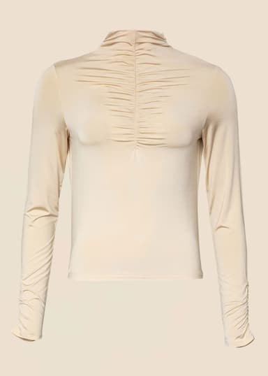 Nessa Høyhalset, skinnende viskosetopp - Beige 1 - Indiska