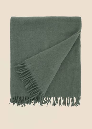 Vindhya Pläd i ull och mohair - Blå 1 - Indiska