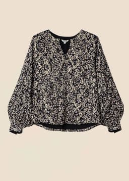 CORALIE LUREX BLOUSE  - Black