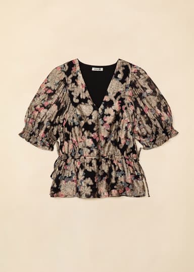 CHOPRA Blommig glitterblus - Rosa 7 - Indiska
