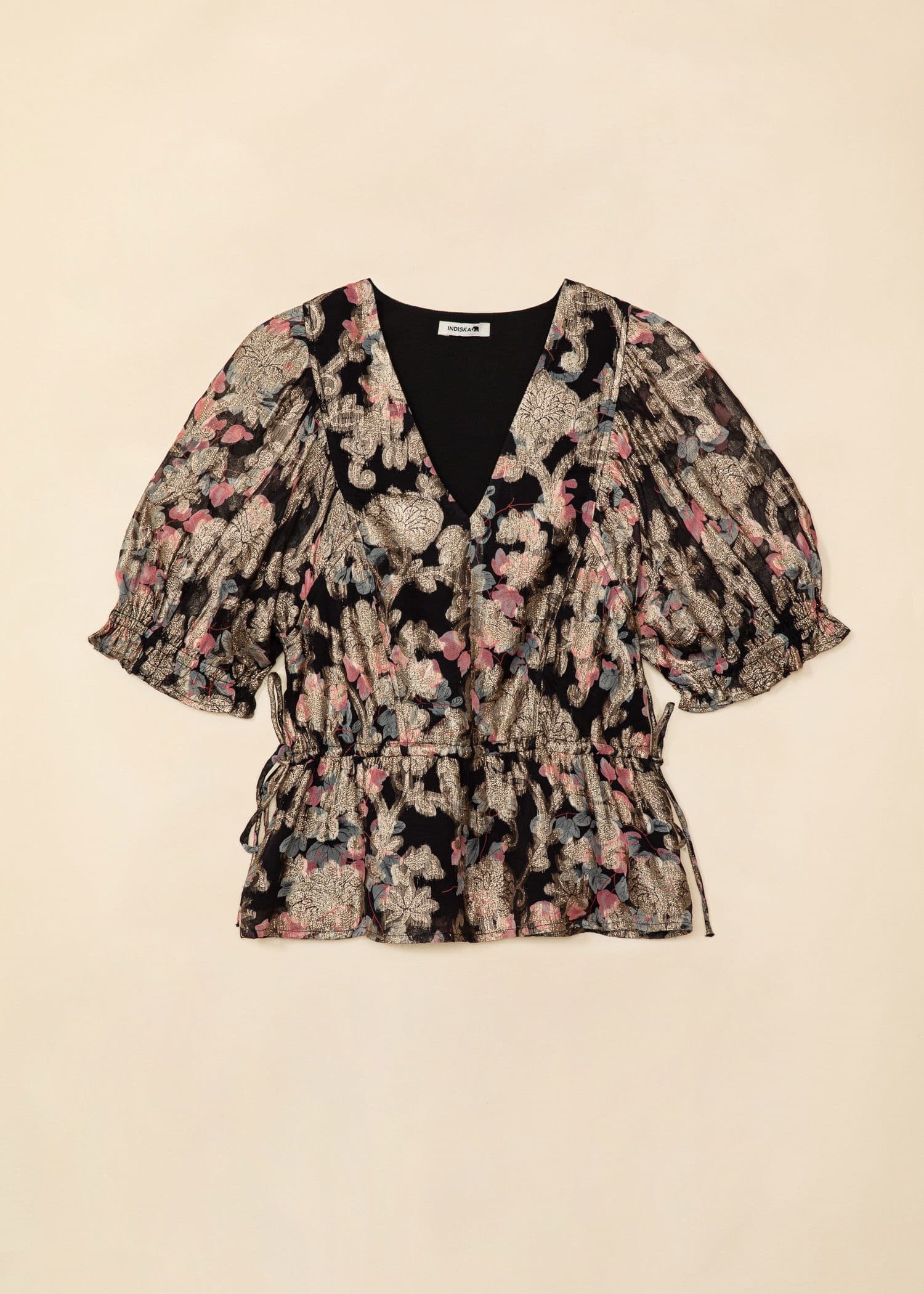 CHOPRA Blommig glitterblus - Rosa 7 - Indiska