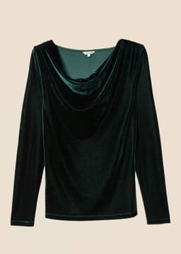 SABINE VELOUR TOP - GREEN