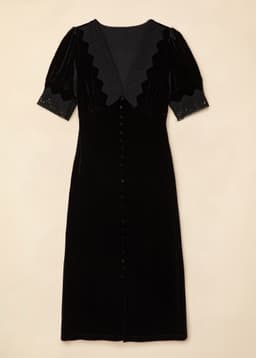 ZUMI LACE VELOUR DRESS - Black