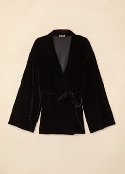 TARA VELOUR KIMONO - Black