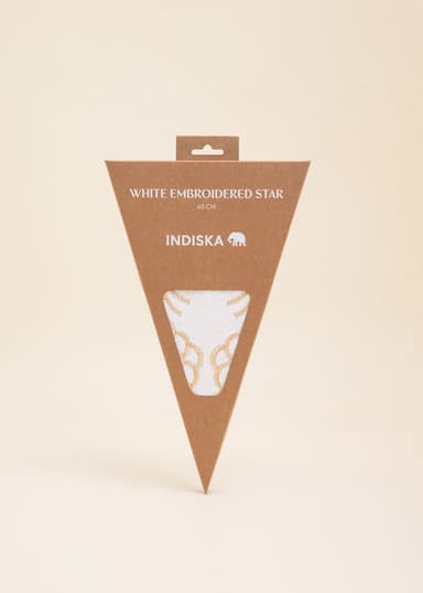 WHITE Handgjord broderad adventsstjärna, 75 cm - Vit 3 - Indiska