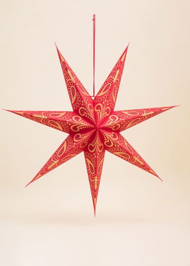 PAISLEY Handgjord adventsstjärna, 75 cm - Röd 1 - Indiska