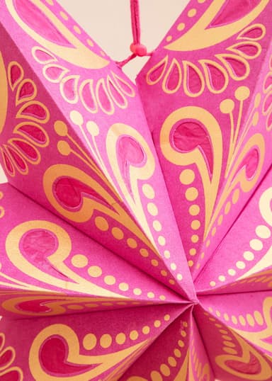 PAISLEY Handgjord adventsstjärna, 60 cm - Rosa 3 - Indiska