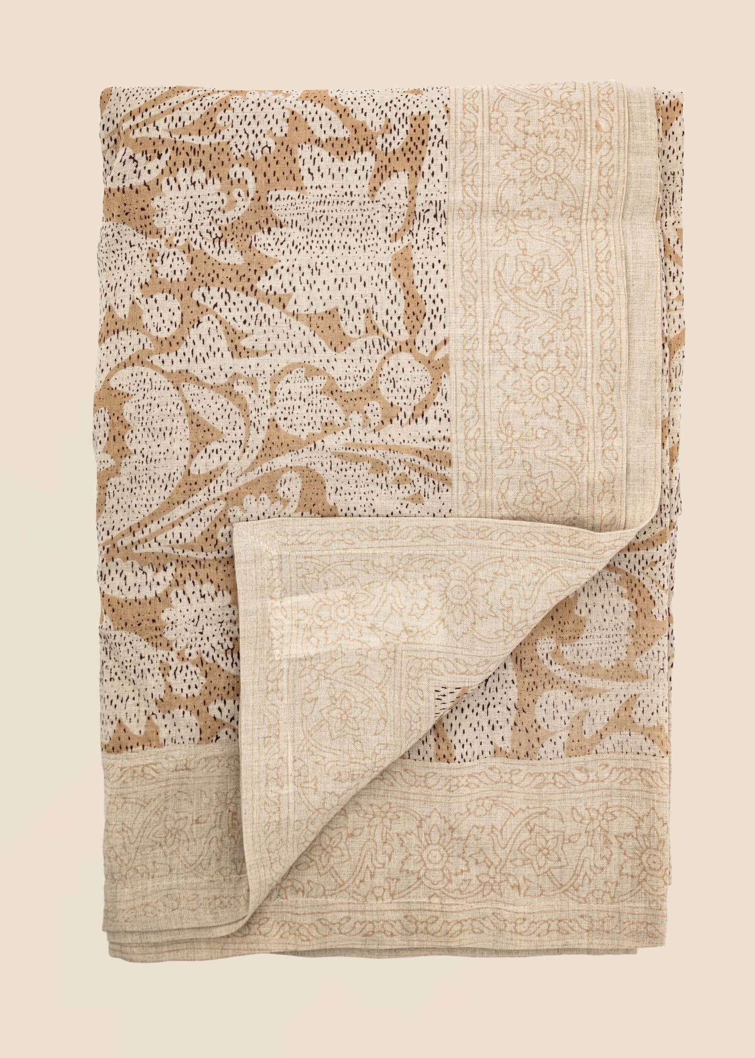 Vira Bordduk i lin og bomull 150x250 cm - Beige 1 - Indiska