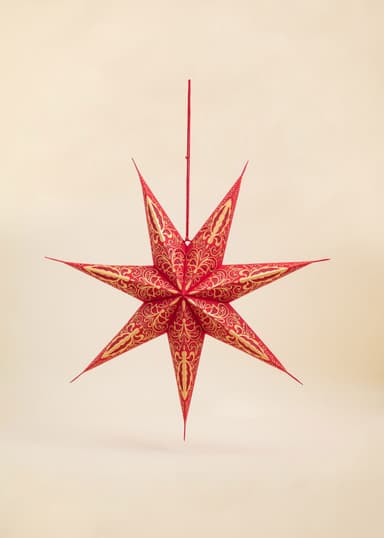 PAISLEY Handgjord adventsstjärna, 60 cm - Röd 1 - Indiska