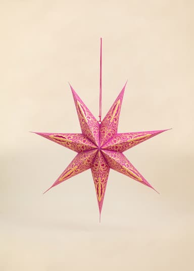 PAISLEY Handgjord adventsstjärna, 60 cm - Rosa 1 - Indiska