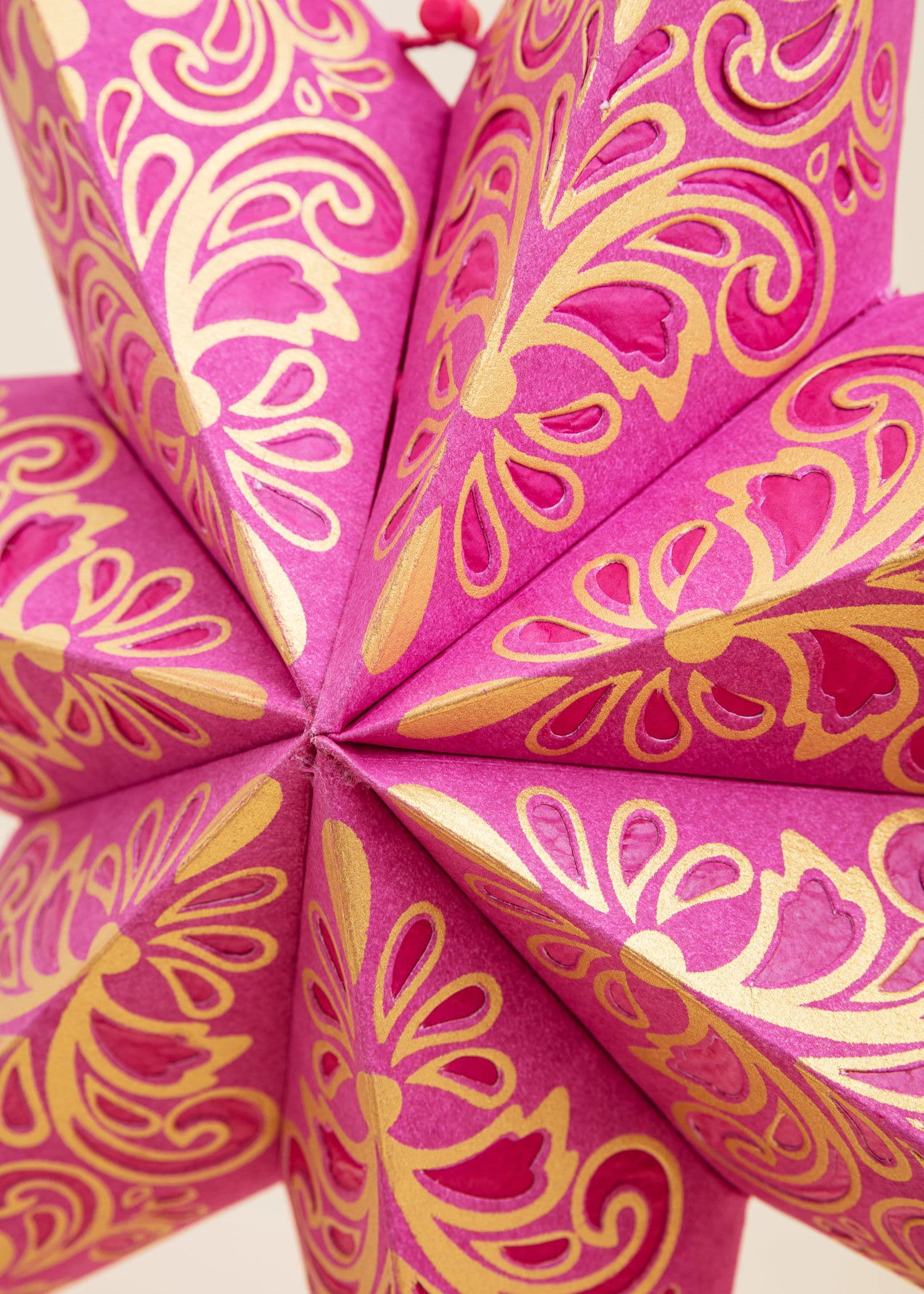 PAISLEY Handgjord adventsstjärna, 60 cm - Rosa 2 - Indiska