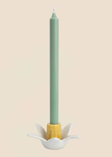 DAFFODIL Blomformad ljusstake i stengods - Gul 1 - Indiska