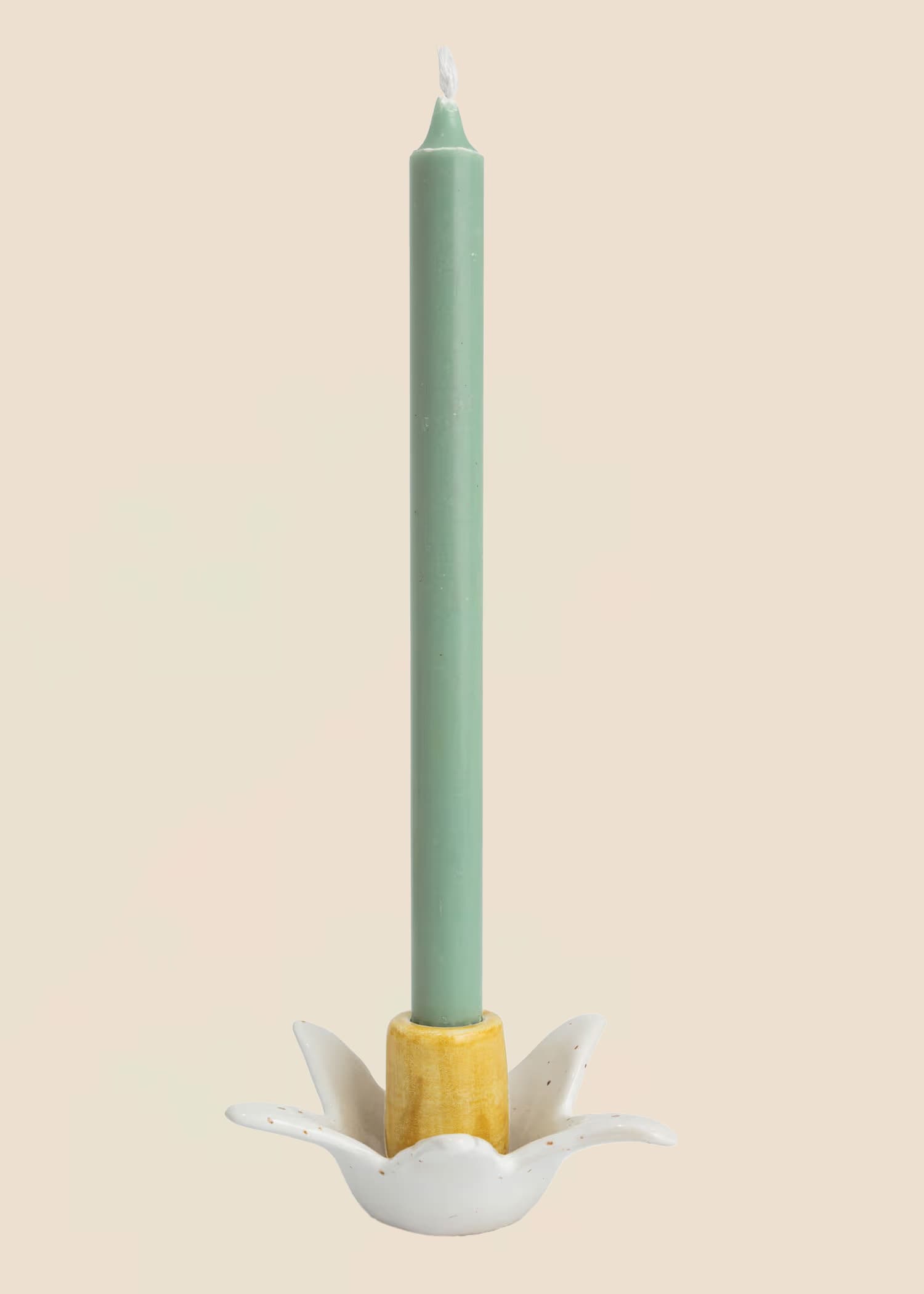 DAFFODIL Blomformad ljusstake i stengods - Gul 1 - Indiska