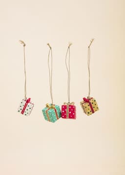 PAPER MACHE GIFT ORNAMENT S4 - MULTI